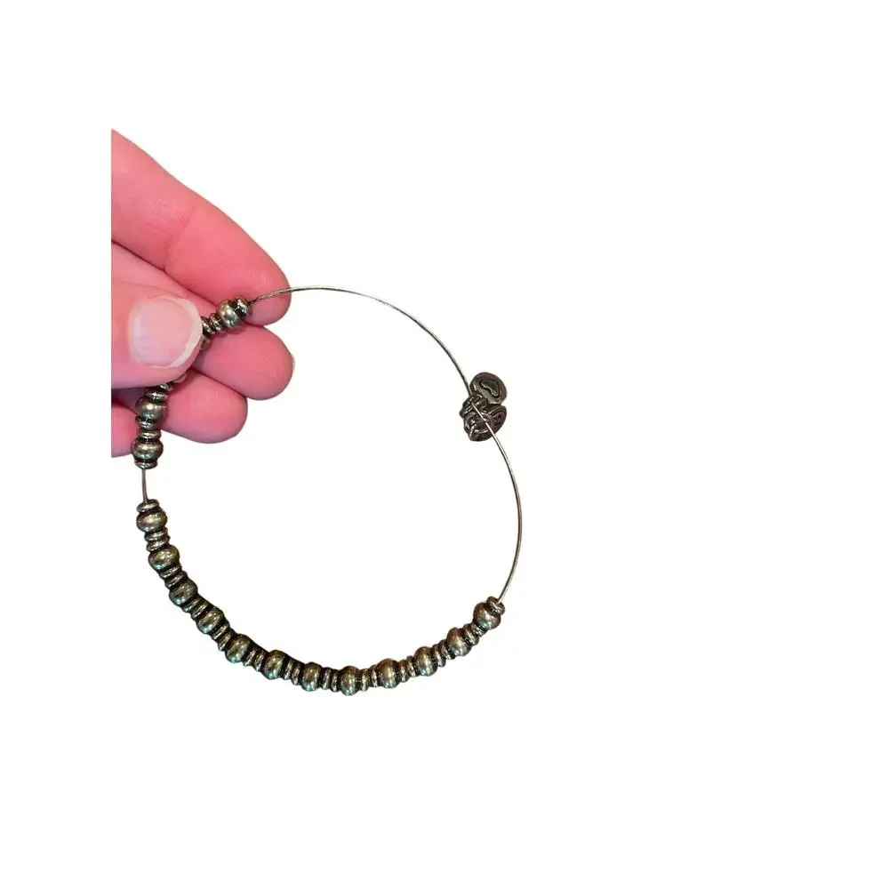 Alex and Ani  Brass Tone Charm Adjustable Bracelet, Heart, Initial B, Set of 3